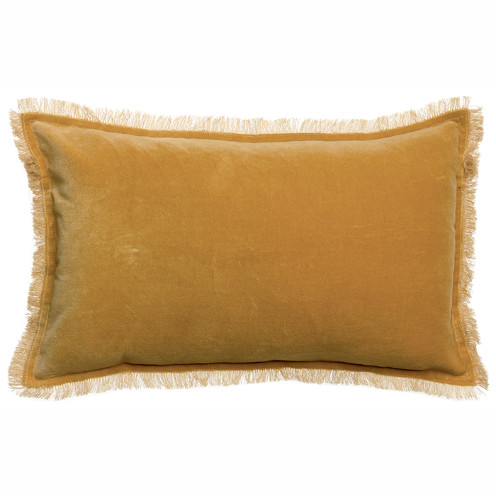 coussin en velours et franges mirabelle 30x50 Etxe Mia!