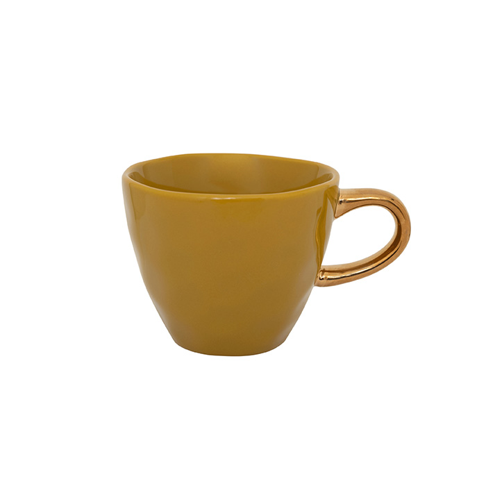 tasse à café en porcelaine ambre et anse dorée Etxe Mia!