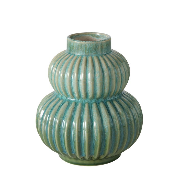 vase en céramique strié vert Etxe Mia!