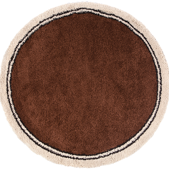 tapis rond en polypropylène de couleur marron D160cm Etxe Mia!