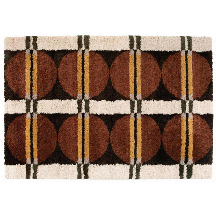 tapis en polypropylène aux motifs géométriques couleur marron et ocre160x230 Etxe Mia!