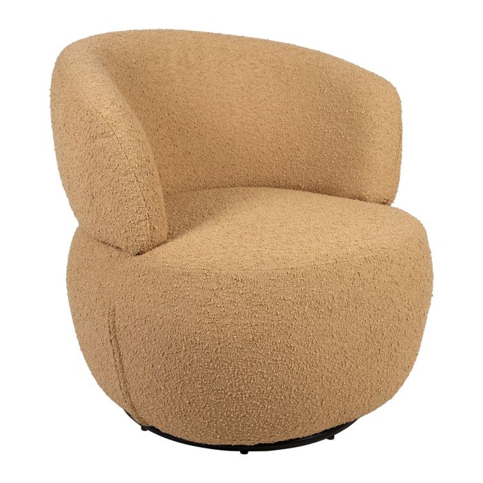 fauteuil pivotant tissu bouclette ocre Etxe Mia!