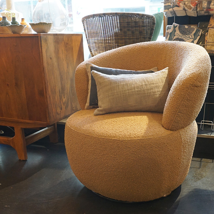 fauteuil pivotant tissu bouclette ocre Etxe Mia!