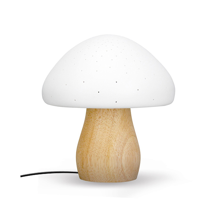 lampe champignon en bois et porcelaine Etxe Mia!