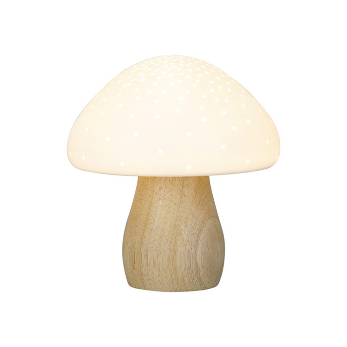 lampe champignon en bois et porcelaine Etxe Mia!