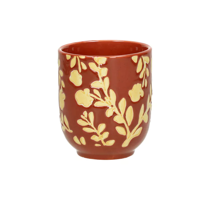 gobelet café ou thé en porcelaine émaillée couleur paprika ETXE MIA!