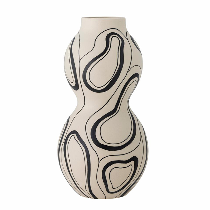 vase en grès noir et beige aux motifs organiques Etxe Mia!