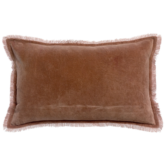 coussin en velours et franges vieux rose 30x50 Etxe Mia!