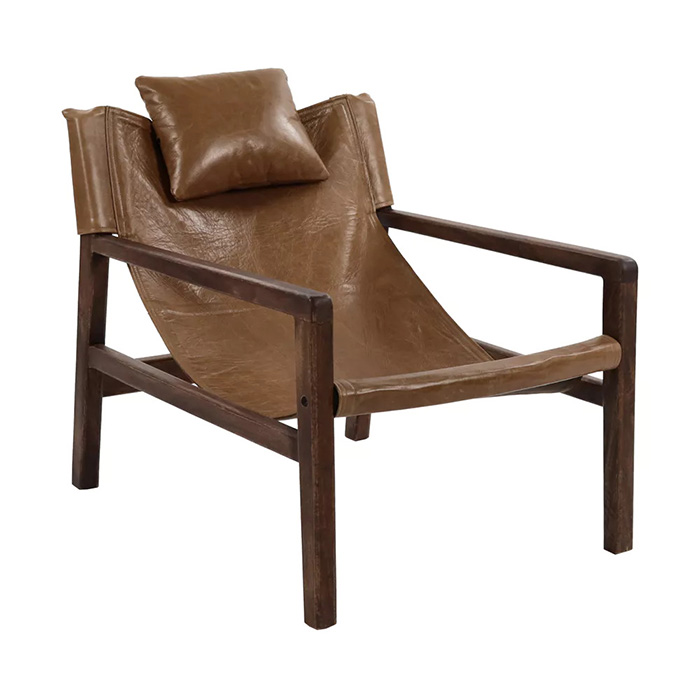 fauteuil en cuir marron Etxe Mia!