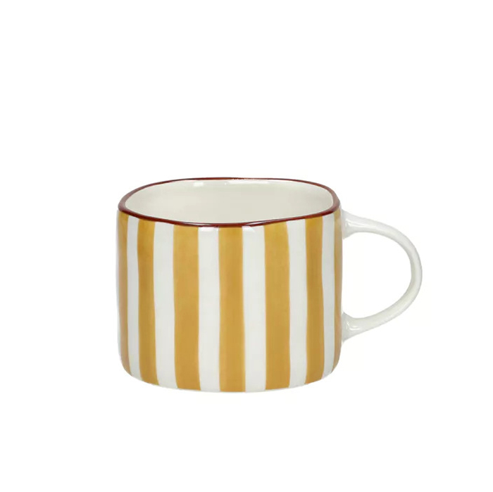 tasse à anse en porcelaine rayée jaune Etxe Mia!