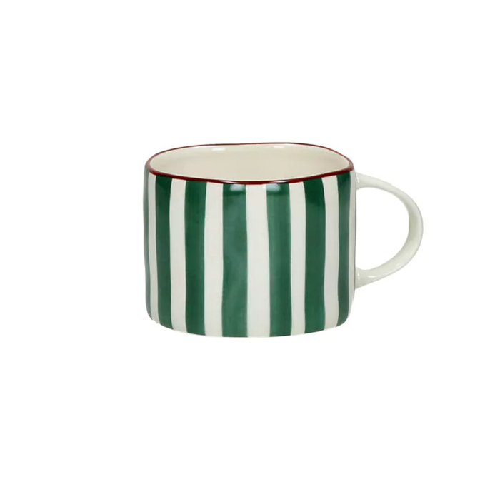 tasse à anse en porcelaine rayée verte Etxe Mia!