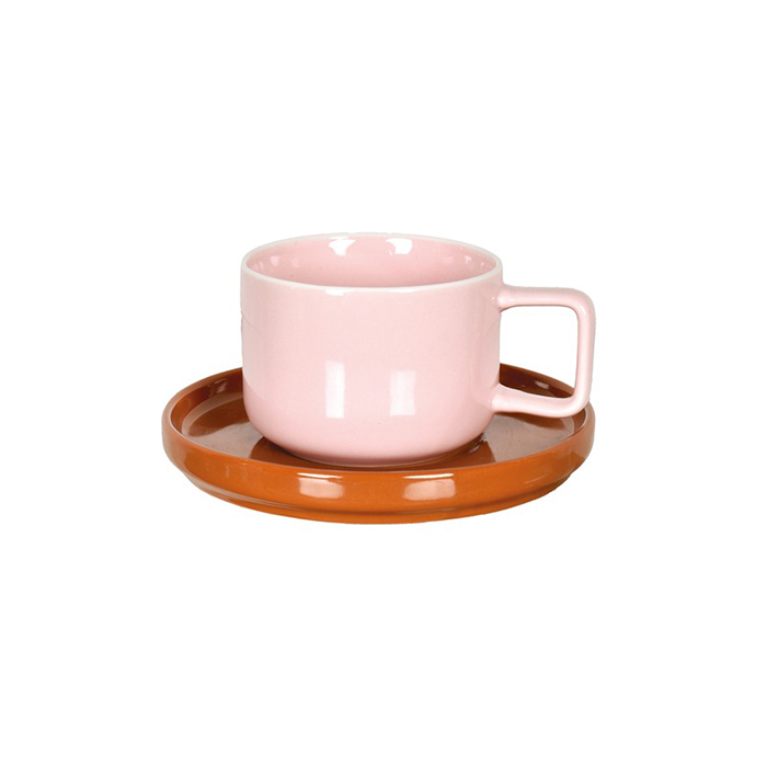 tasse rose et sous tasse marron Etxe Mia!