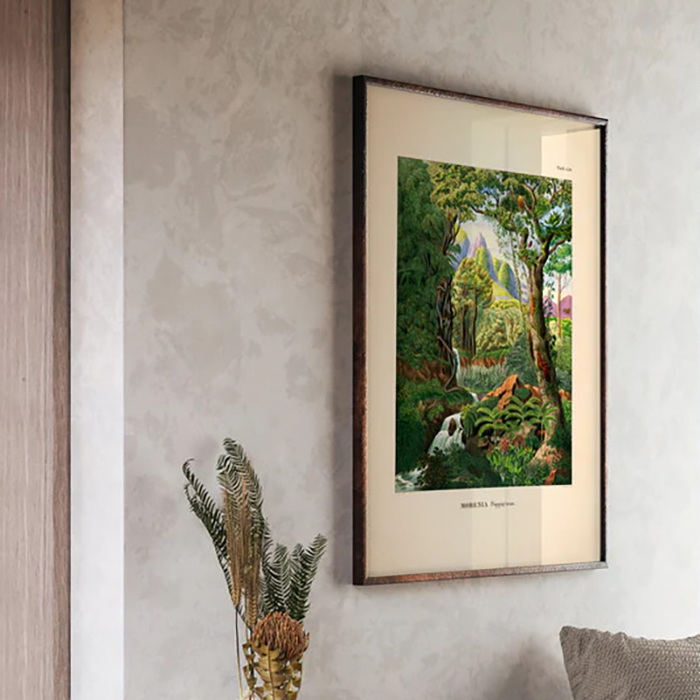 tableau illustration jungle colorée encadrement chêne 70x100 cm Etxe Mia!