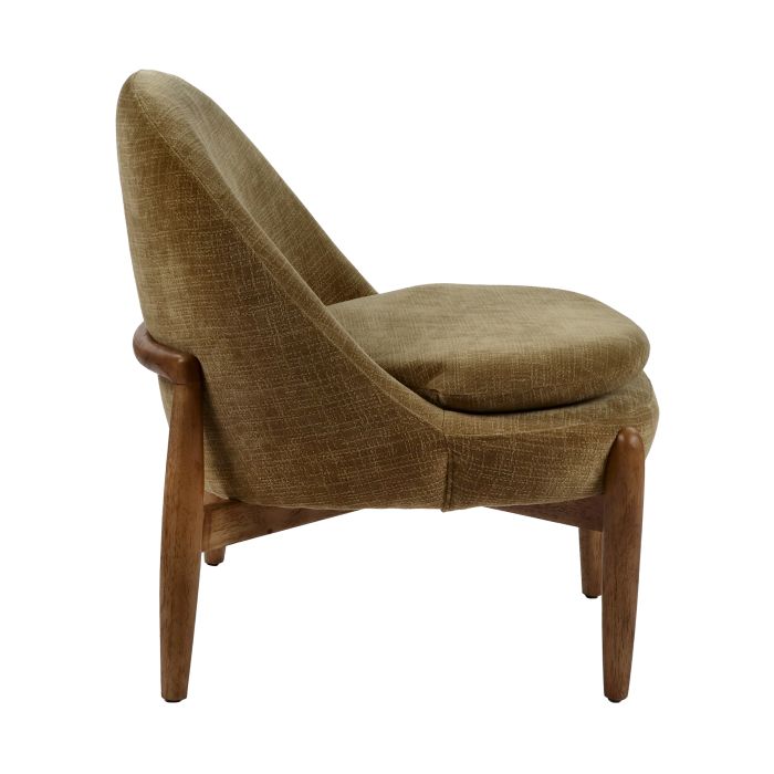fauteuil en velours marron et pieds chêne Etxe Mia!