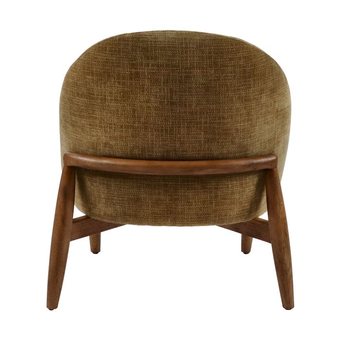 fauteuil en velours marron et pieds chêne Etxe Mia!