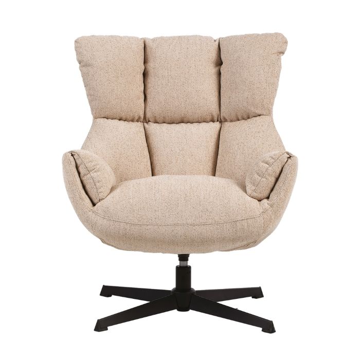 fauteuil velours tissé chenille beige, pivotant Etxe Mia!