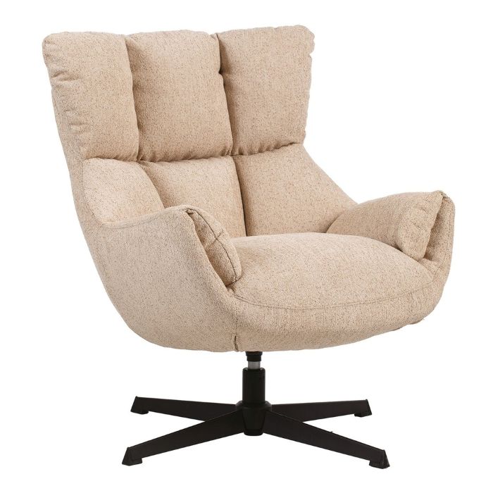 fauteuil velours tissé chenille beige, pivotant Etxe Mia!