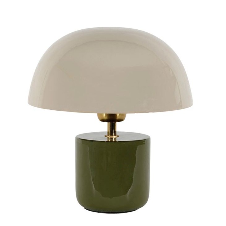 lampe champignon métal écru et kaki Etxe Mia!