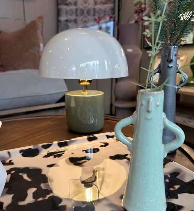 lampe champignon métal écru et kaki Etxe Mia!