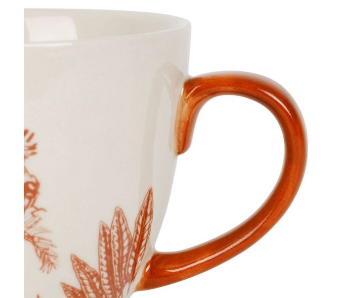 tasse déjeuner à anse blanche et motifs terracotta Etxe Mia!