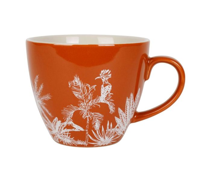 tasse déjeuner à anse terracootta et motifs blancs Etxe Mia!