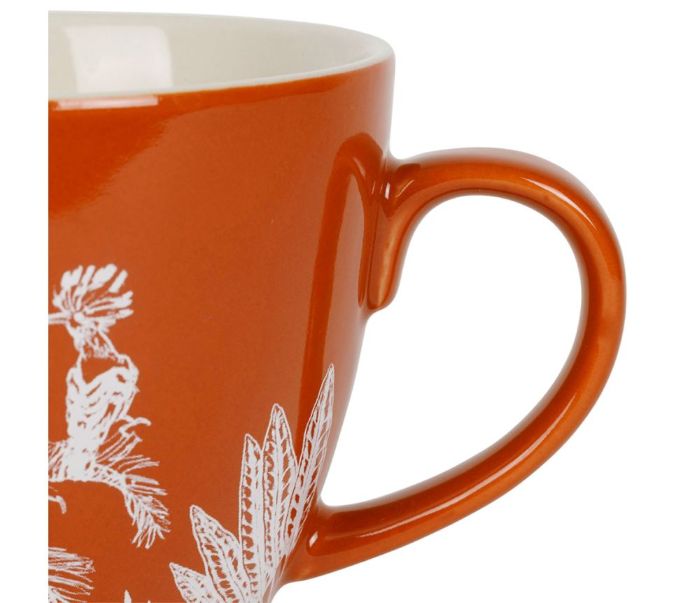 tasse déjeuner à anse terracootta et motifs blancs Etxe Mia!