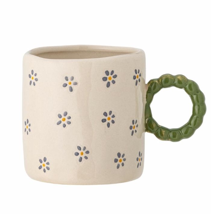 tasse anse verte et fleurs Etxe Mia!