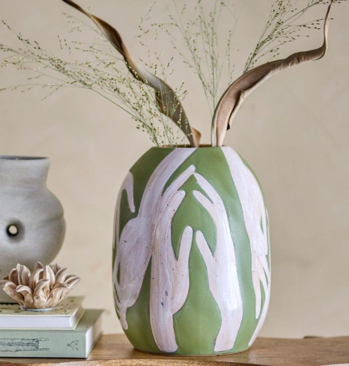 vase vert haut mains peintes Etxe Mia!
