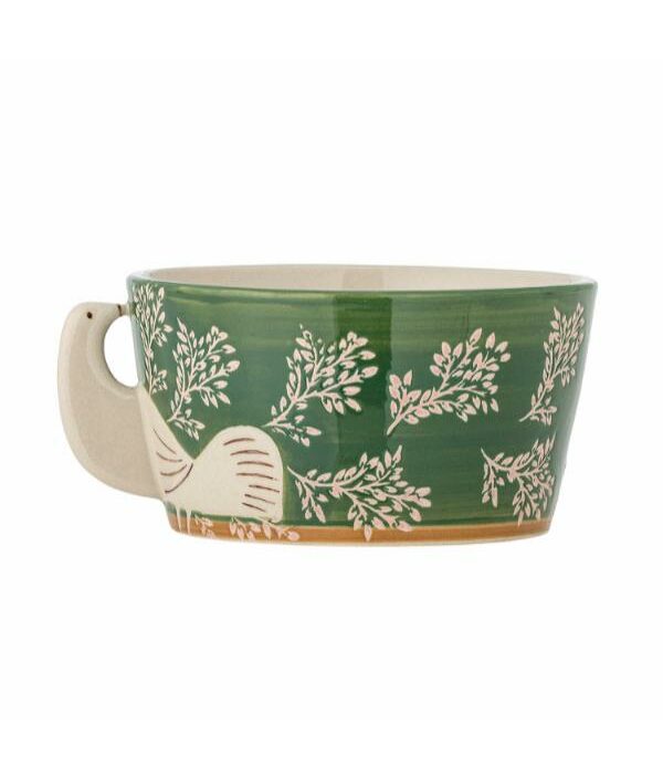 bol en grès vert anse oiseau Etxe Mia!