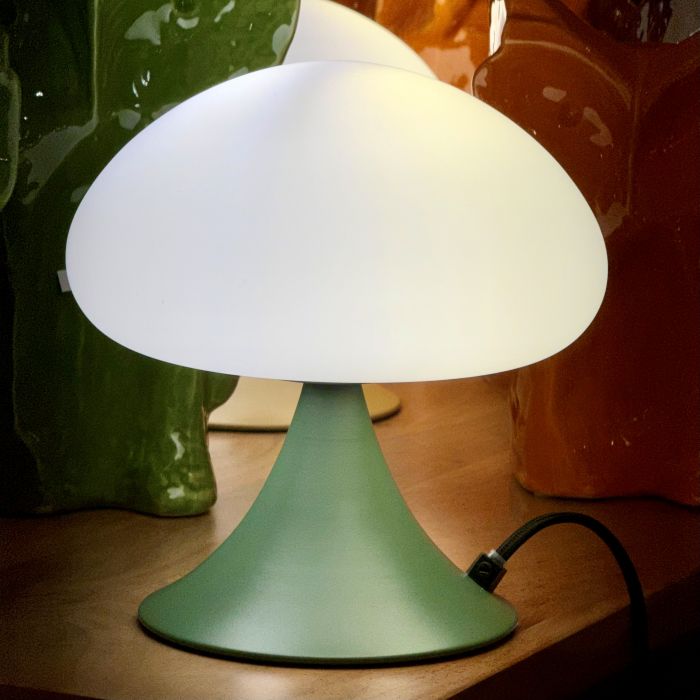 lampe de table verte et verre opaque Etxe Mia!