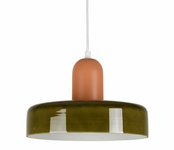 suspension en verre seventies kaki et ocre Etxe Mia!