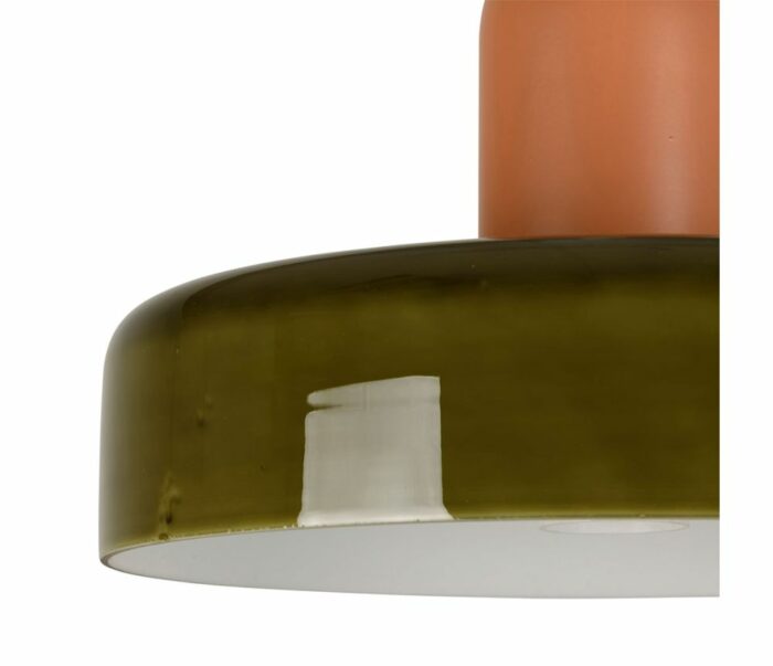 suspension en verre seventies kaki et ocre Etxe Mia!