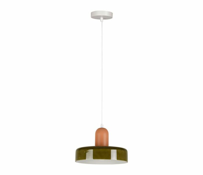 suspension en verre seventies kaki et ocre Etxe Mia!