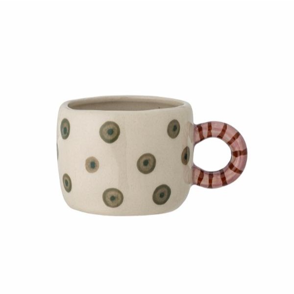 tasse en grès beige et pois vert Etxe Mia!