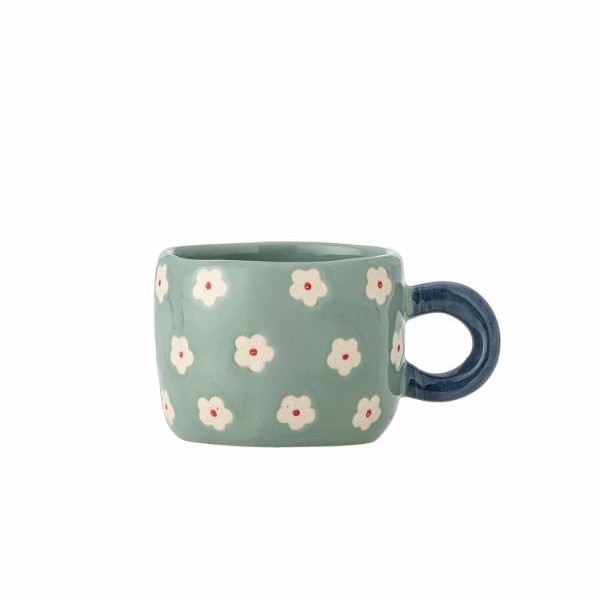 tasse en grès bleu et petites fleurs blanches Etxe Mia!
