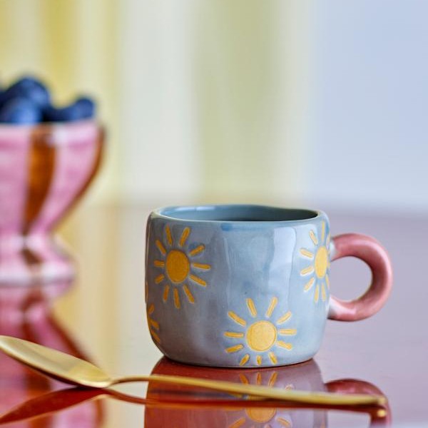 tasse en grès bleu et soleil Etxe Mia!