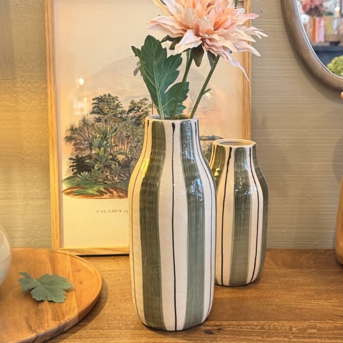 Vase rayé kaki gm Etxe Mia!