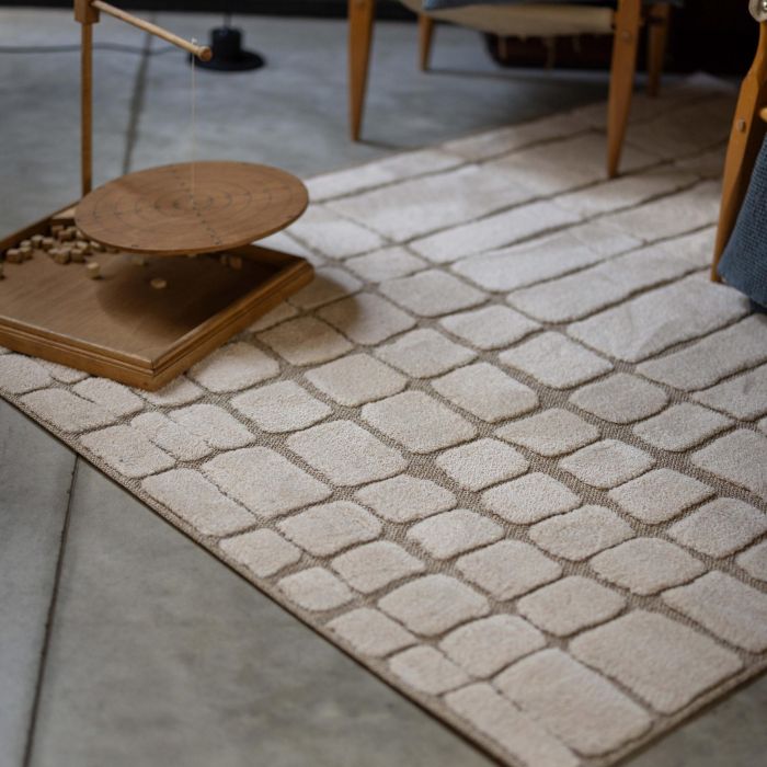 tapis en polyester recyclé beige 160x230cm Etxe Mia!