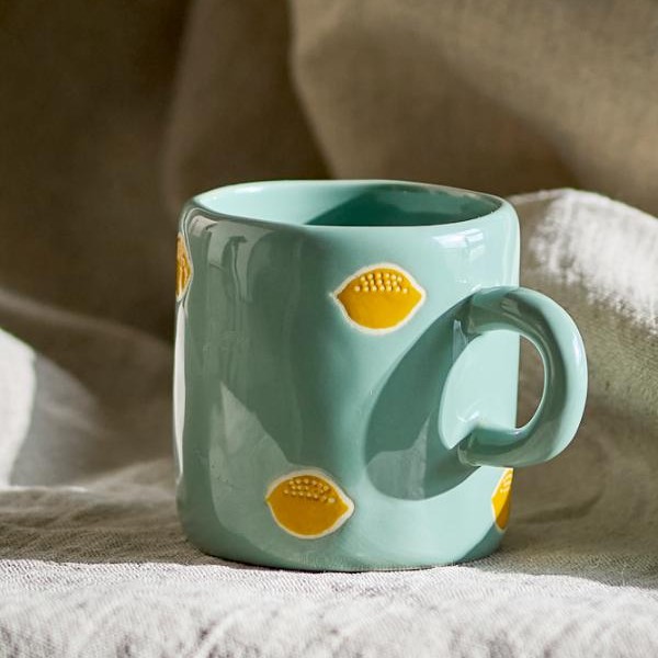 tasse en grès bleu et citrons Etxe Mia!