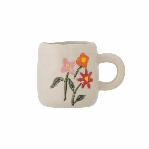 tasse en grès blanche ornée de fleurs Etxe Mia!