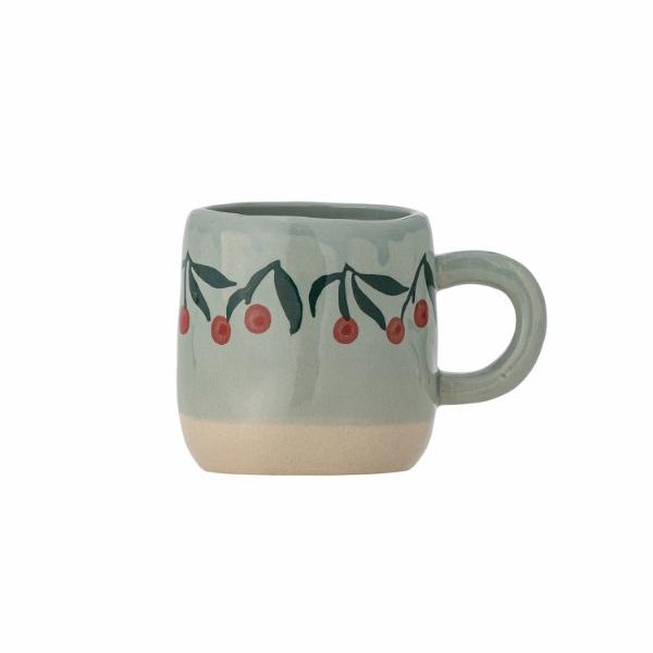 tasse en grès bleu et cerises Etxe Mia!